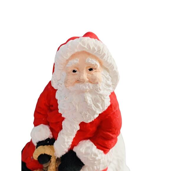 Santa Claus Riding Polar Bear Christmas Figurine Resin 7.5” Decorative Table Top - Picture 11 of 14